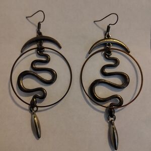 Bronze And Silver Toned Snake Earrings
